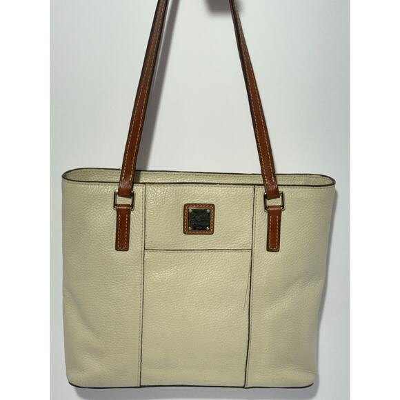 Dooney & Bourke Pebble Leather Small Lexington Tote Bag, Bone Colored - Picture 1 of 14